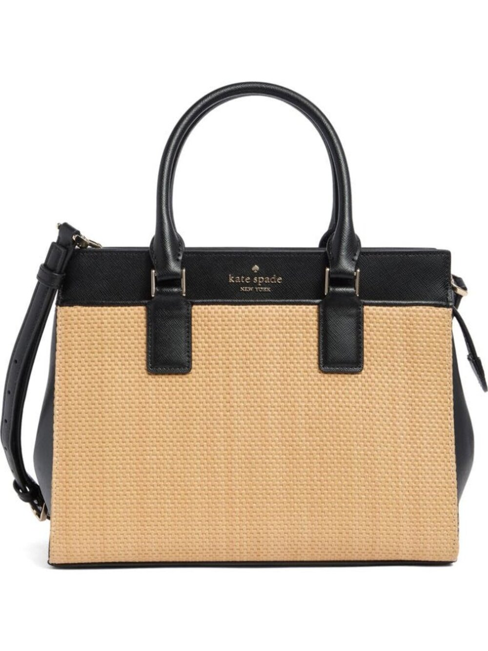 NWT ⭐ Kate Spade CAMERON  Straw & Smooth Leather Medium Satchel  #KC787⭐ NWT
